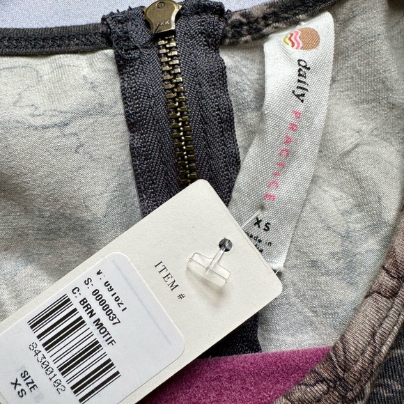 NWT Size XS- Daily Practice Anthropologie Printed Ruched Asymmetrical-Hem Dress - Picture 8 of 16